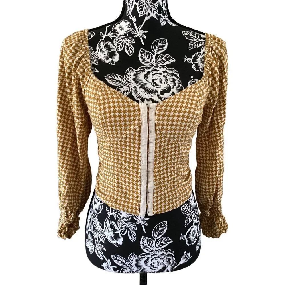 Jolt Bustier Style Crop Top Geometric Print Ruffles Sexy Beach Coastal Vacation
